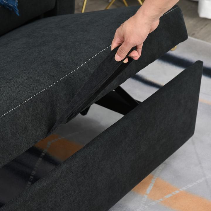 Produktbild Homcom Schlafsofa Eukalyptusholz, Samt Schwarz (2-Sitzer)