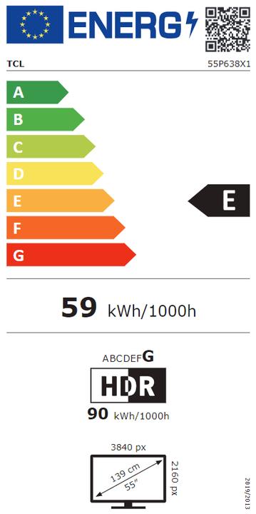 Energy Label TCL 55P638 (55", LED, 4K)