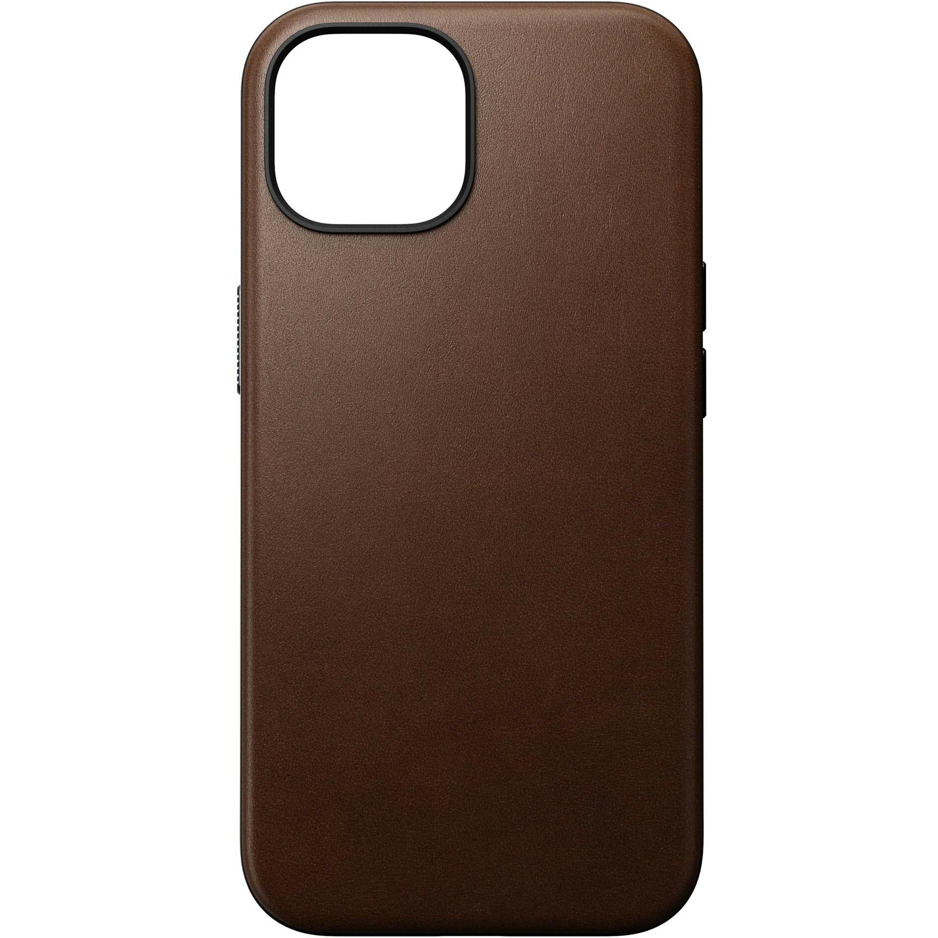 Nomad Back Cover Modern Leather iPhone 15 Braun (Apple iPhone 15), Smartphone Hülle, Braun