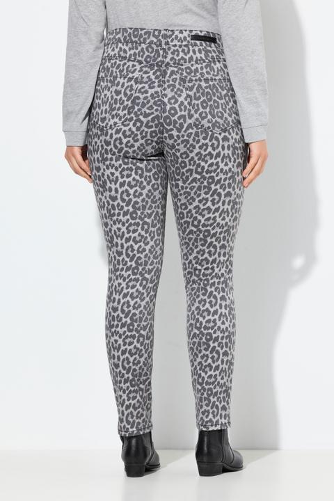 Image du produit Ulla Popken Jean Sarah motif léopard, jambe étroite et sergé stretch (54)