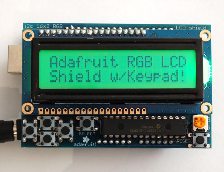 Actual product image Adafruit RGB LCD I2C Shield Kit 16x2 Char Display Positive (Shield)