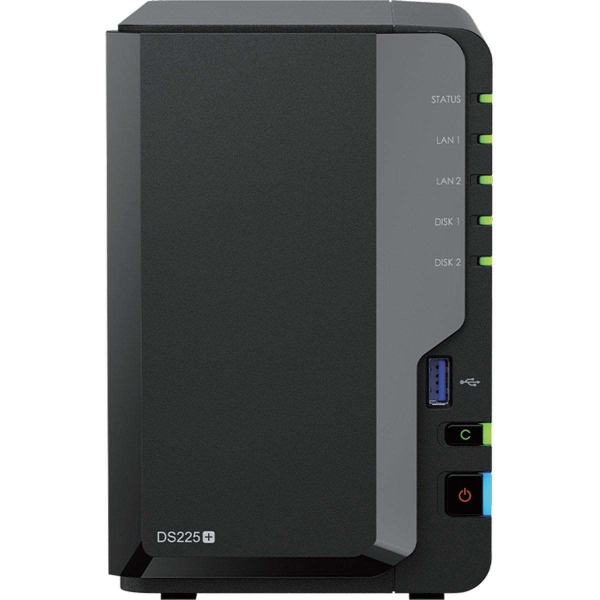 Synology DS225+ 2Bay 8TB NAS met 2x 4TB Plus HDD (2 x 4 TB), NAS, Schwarz