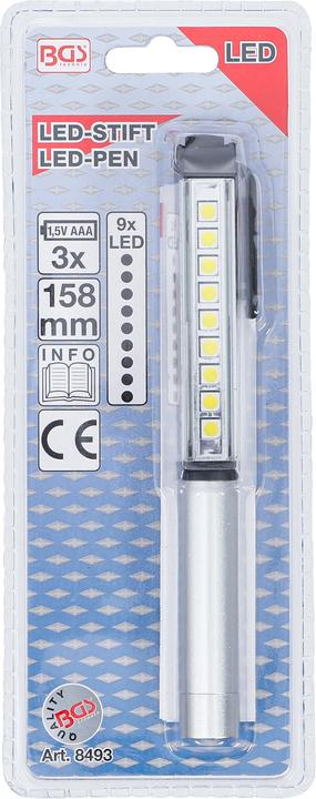 Actual product image BGS Aluminium LED Pen with 9 LEDs (15.80 cm)