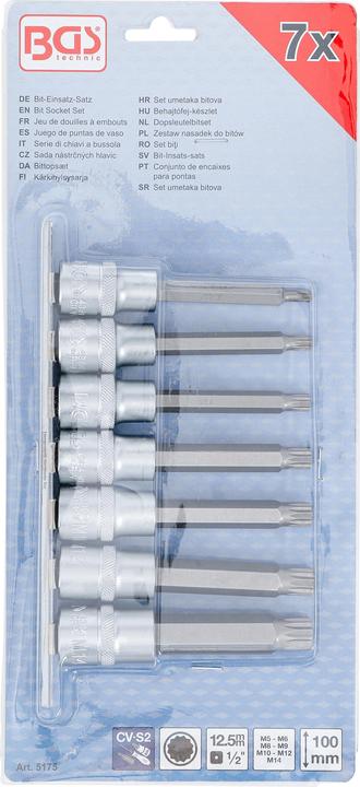 Actual product image BGS Bit Socket Set 12.5 mm (1/2") Drive Spline (for XZN) M5 - M14 7 pcs. (12.5 mm)