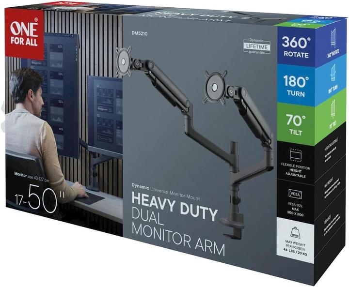 Image du produit One for All One-For-All Monitor Halterung Dynamic Dual Heavy Duty (Tables, 50", 10 kg)