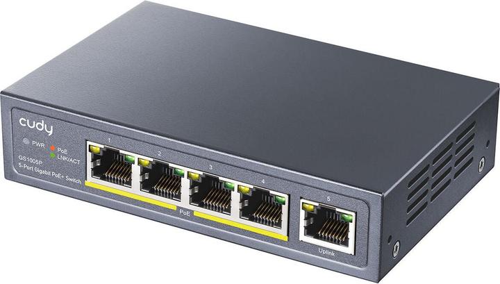 Immagine prodotto Cudy Switch di rete GS1005P Gigabit Ethernet (10/100/1000) Power over Ethernet (PoE) Grigio (5 porte)