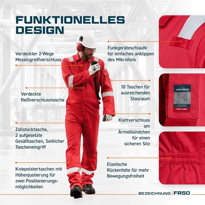 Actual product image Portwest Flame Retardant Reflective Arc Proof Antistatic Coverall with Heat Protection (L, 1x)