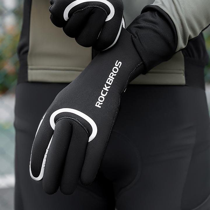 Actual product image Rockbros full waterproof cycling gloves, size: XXL - black (XXL)