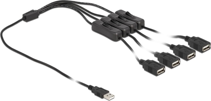 Produktbild Delock Kabel USB Typ-A Stecker zu 4 x USB Typ-A Buchse mit Schalter 1 m (1 m)