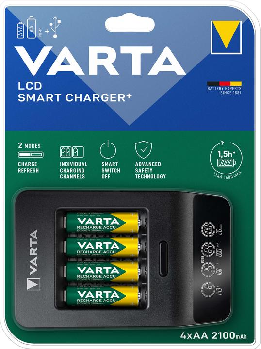 Image du produit Varta Chargeur LCD intelligent+. (1 pcs, AA, 2100 mAh, Piles rechargeables + chargeur)