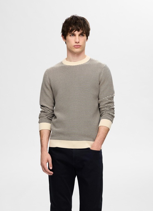 Produktbild Selected Homme Gestreifter Rundhals Strickpullover (XXL)