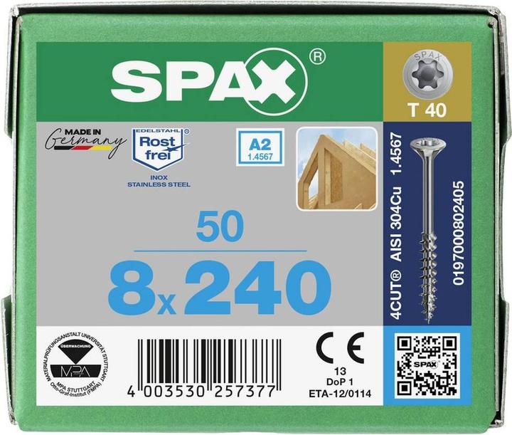 Image du produit Spax A2 Tête Multiple Abaissée T-Star Plus T40 Filetage Partiel 4cut (50 Vis par pièce)