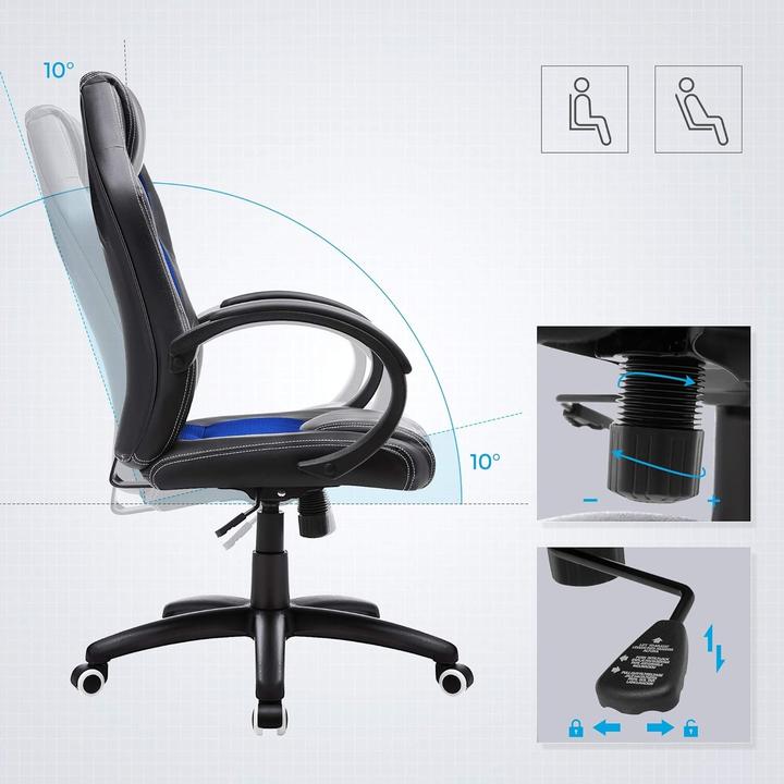 Image du produit Songmics Chaise de jeu Noir Bleu