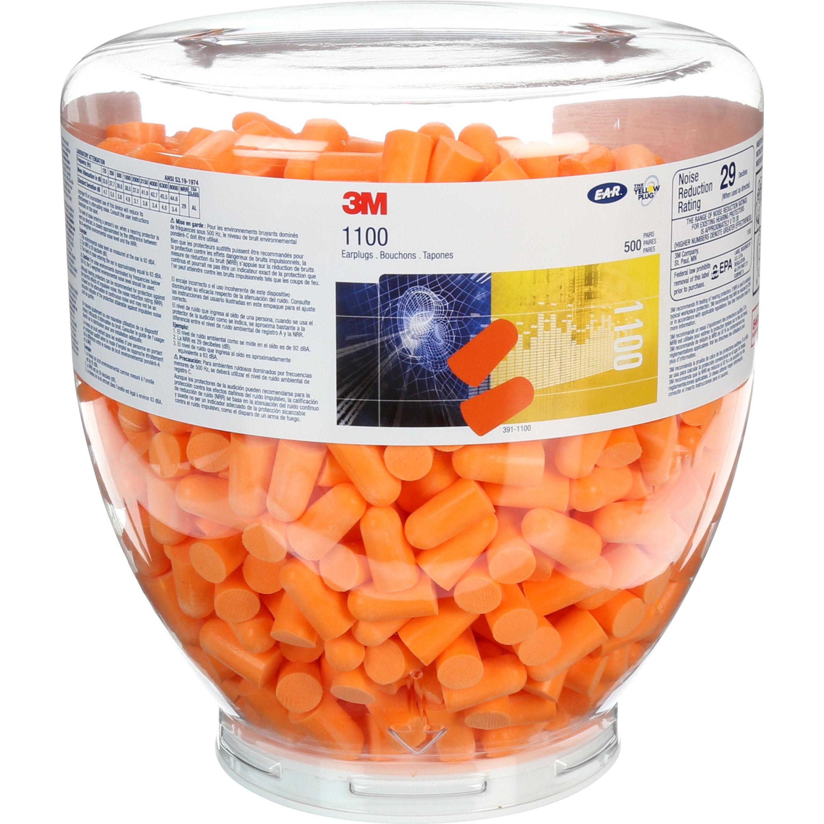 3M, Gehörschutz, 1100B PU Foam Ear Plug Refill Bottle (500 x)