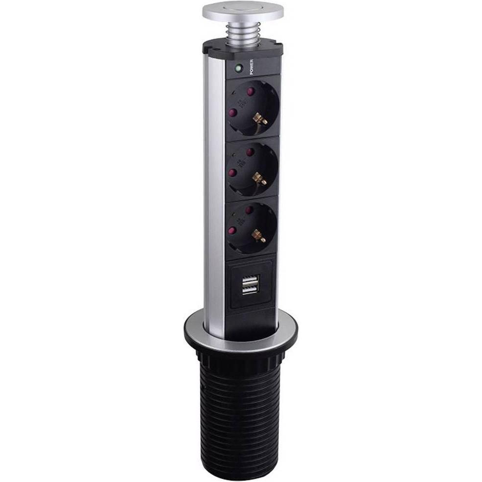 LEDmaxx, Steckdosenleiste, Steckdosenturm (3 x, CEE 7/3, USB-A, 1.80 m)