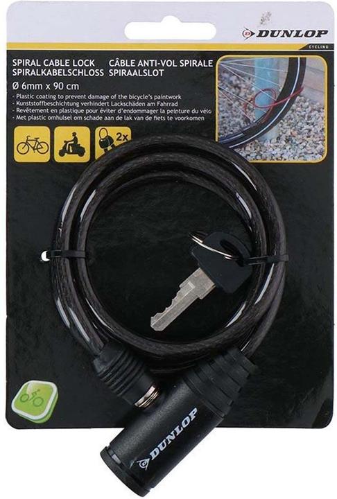 Produktbild Dunlop - Spiral-Fahrradschloss mit Schlüssel 90 cm (Schwarz)