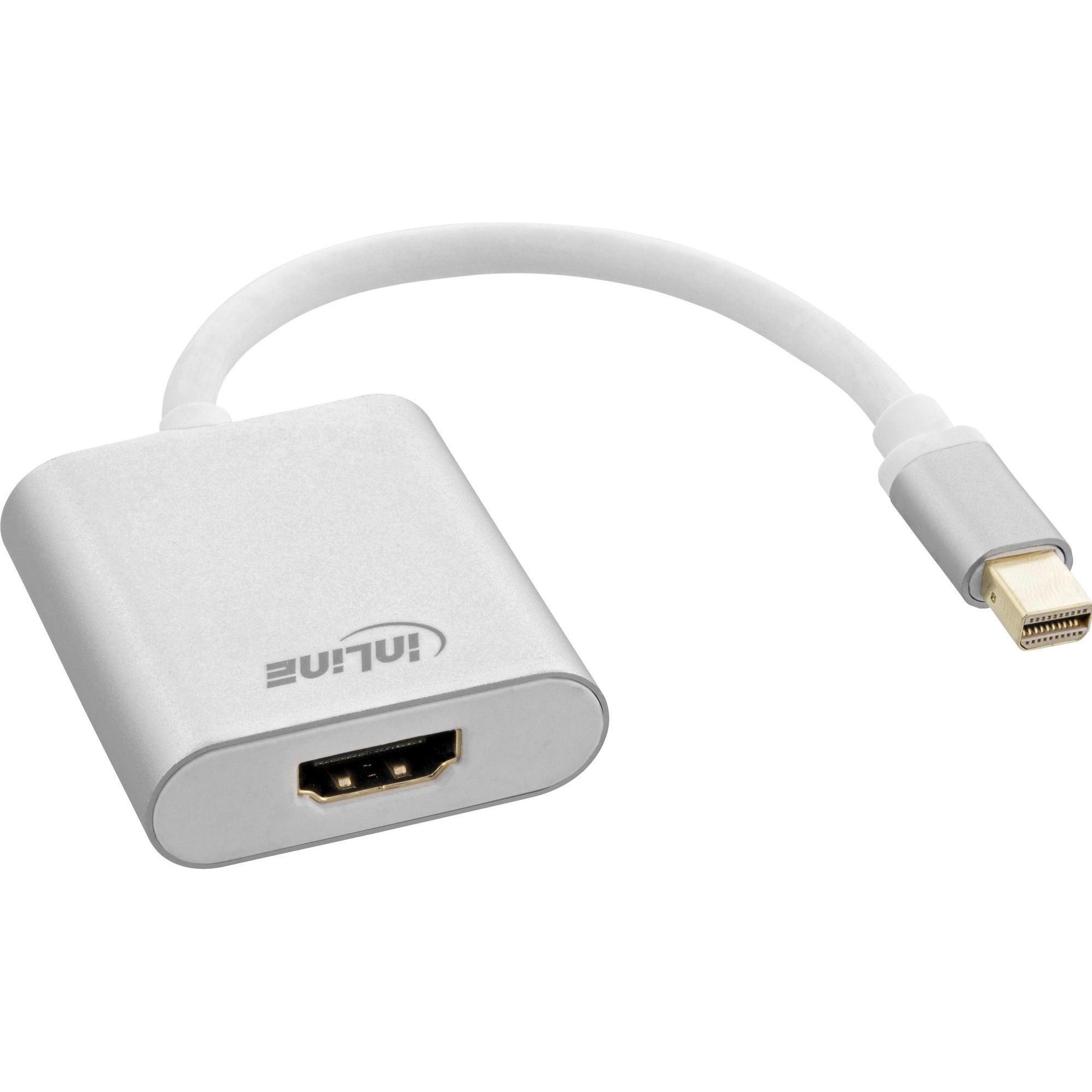InLine Highspeed Video- / Audio-Adapter (Mini DP, HDMI, 15 cm), Data + Video Adapter, Weiss