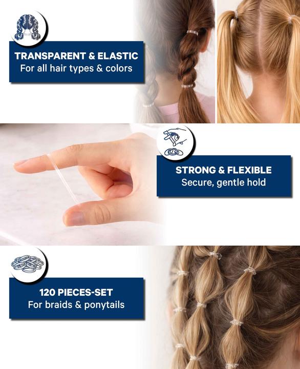 Immagine prodotto Noya Mini Haargummis, transparent, 120 Stk. (Elastico per capelli)