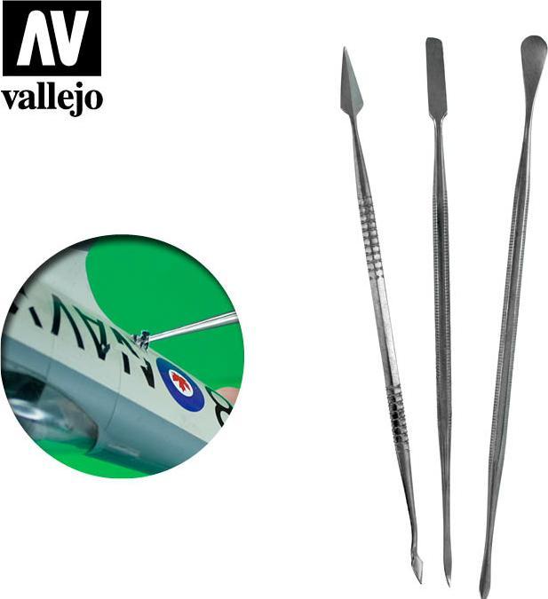 Actual product image Vallejo Set of 3 stainless steel carvers (T02002)