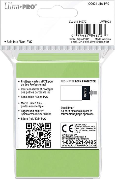 Actual product image Ultra Pro Lime PRO Matte Deck Protector Small