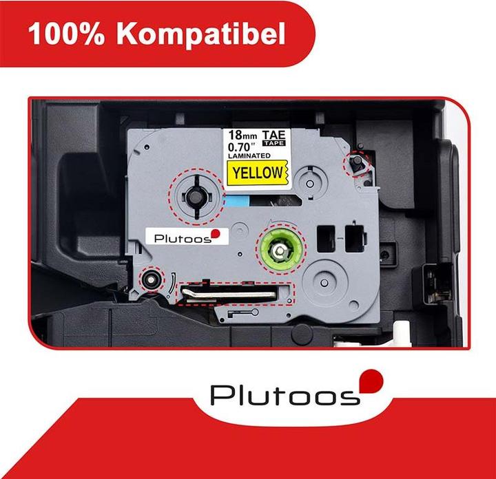 Image du produit Plutoos Brother TZe-641 18mm Schwarz auf Gelb kompatibel - TZ-641 P-touch Schriftband (1.80 cm, Multicolore)