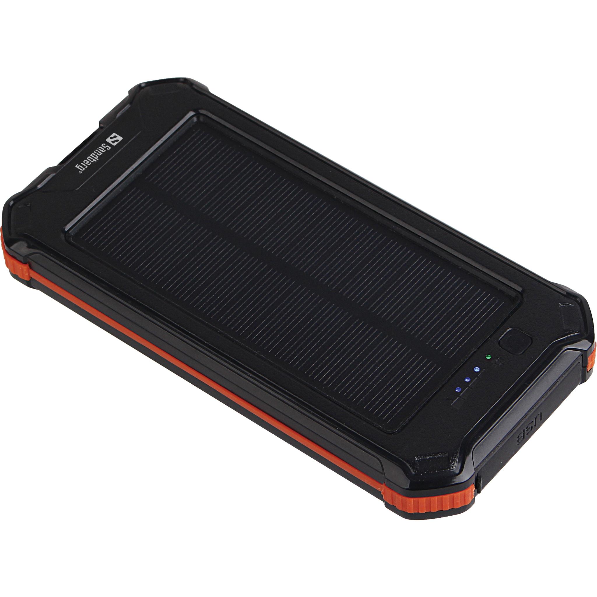 Sandberg 3in1 banca di energia solare 10000 (10000 mAh, 10.50 W, 37 Wh), Powerbank, Nero
