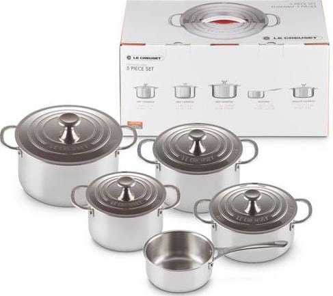 Actual product image Le Creuset 3-Ply Plus 5pcs. pot set (Pan set + pot set, Stainless steel)