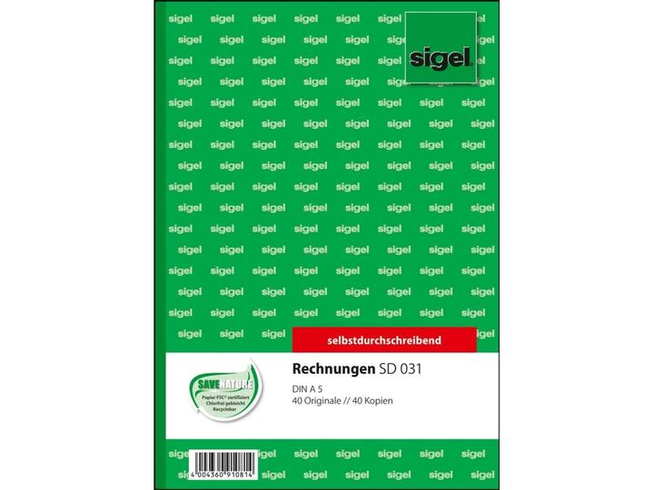 Actual product image Sigel Invoice pad Paper format: DIN A5 Carbonless: Yes
