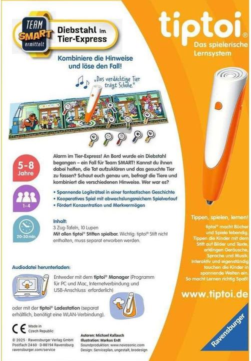 Productafbeelding Ravensburger tiptoi - Team SMART onderzoekt - Diefstal in de Dierenexpress (Duits, 5 - 8 Jaren)