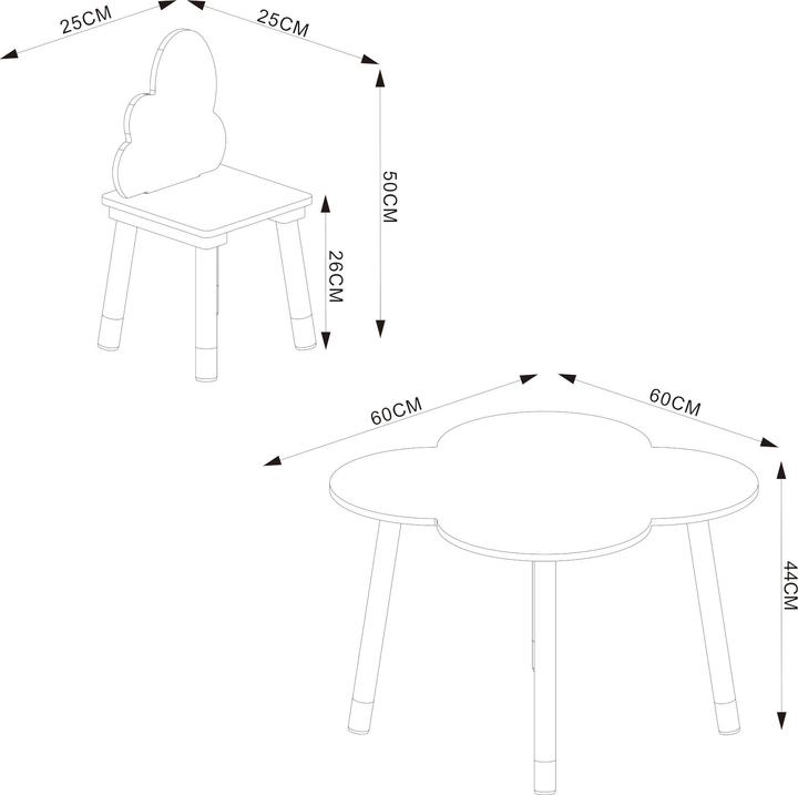Actual product image En.Casa Kindersitzgruppe Epim mit Wolkendesign Weiss (Child seating group)