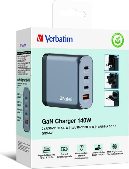 Immagine prodotto Verbatim GNC-140 GaN Charger (140 W, 4 porte)