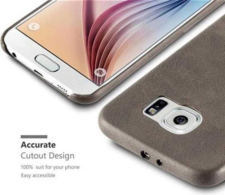 Actual product image Cadorabo Hard cover faux leather with texture (Samsung Galaxy S6)