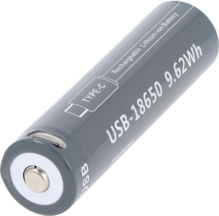 Produktbild AccuCell Rundzelle 18650, Li-ion, 3,7V, 2600mAh, 9,6Wh, mit USB-C Charging Port (18650, 2600 mAh)