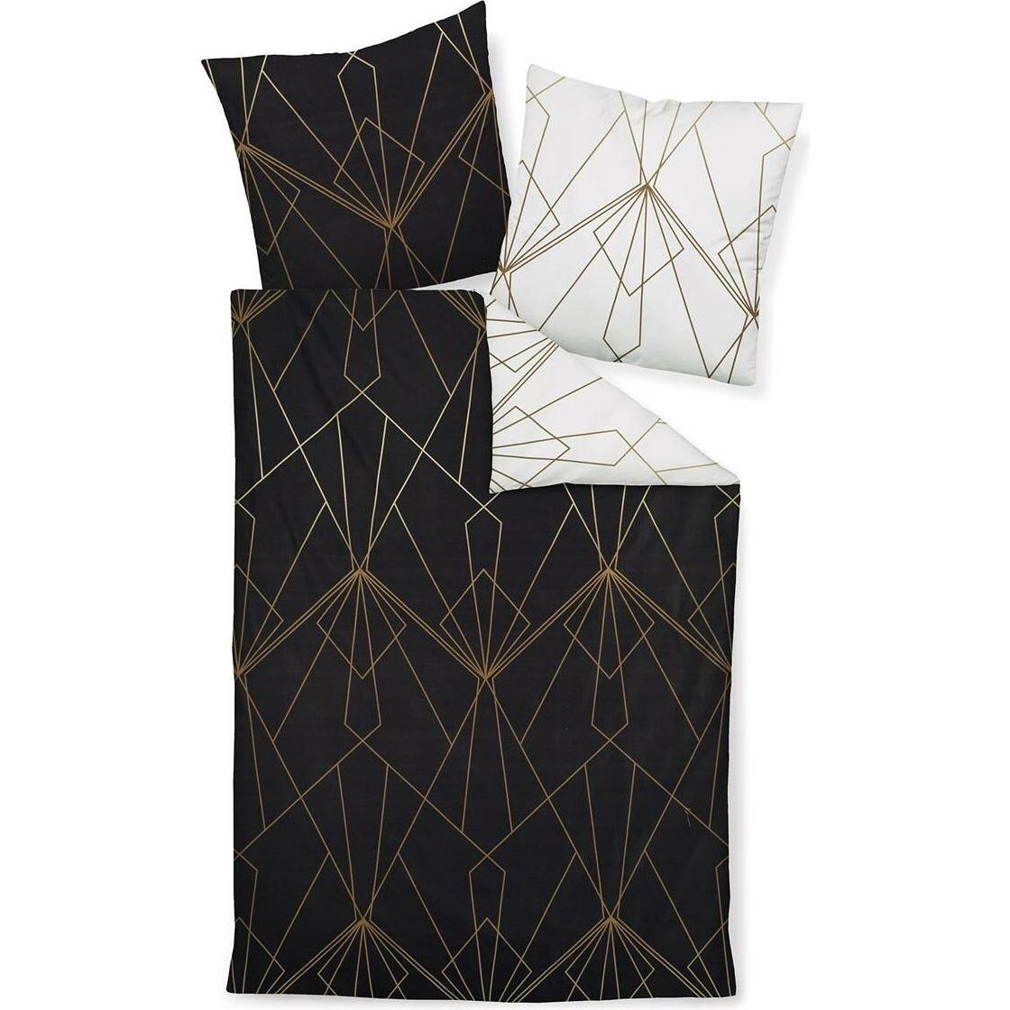 Janine, Bettwäsche, Mako-Satin Bettwäsche J.D. 87054 bronzebraun schwarz (Bettwäsche Set, 200 x 200 cm, 70 x 90 cm)