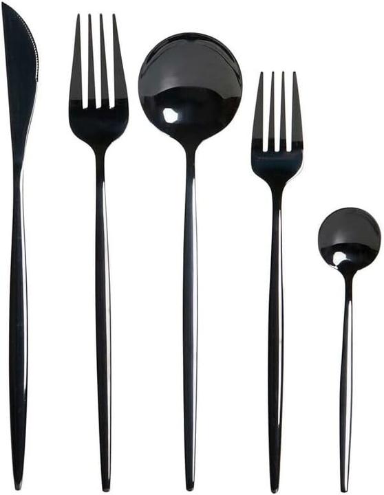 DKD Home Decor Cutlery set black stainless steel 3 x 15 x 13 cm 20 pieces (20 Stk., Besteck Set)