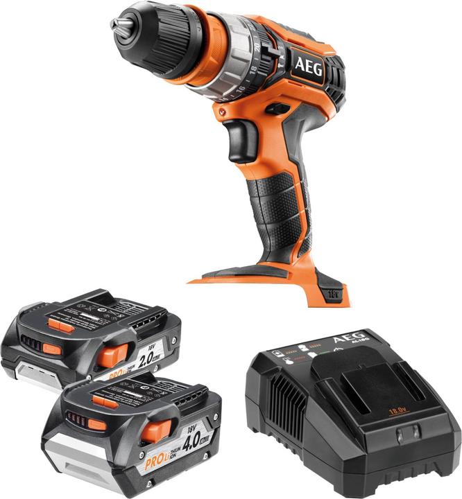 AEG Cordless impact drill BSB18C2XLI-X02C 18V incl. 1x 18V / 2.0 Ah PRO battery, 1x 18V / 4.0 Ah PR (Rechargeable battery operated)
