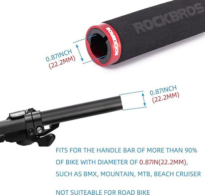 Produktbild Rockbros BT1001BKRD sponge bicycle handlebar grips - black and red