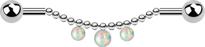 Immagine prodotto Star Piercing Barbagianni argento due sfere catena tre opali bianco (senza ottone, Acciaio chirurgico 316L)