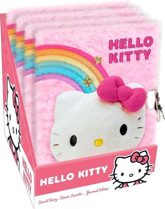 Produktbild Kids Euroswan Hello Kitty Girls 3D Geheimes Tagebuch mit Schloss A5 liniertes Plüsch Notizbuch für die Schule (A5, Liniert, Weicher Einband)