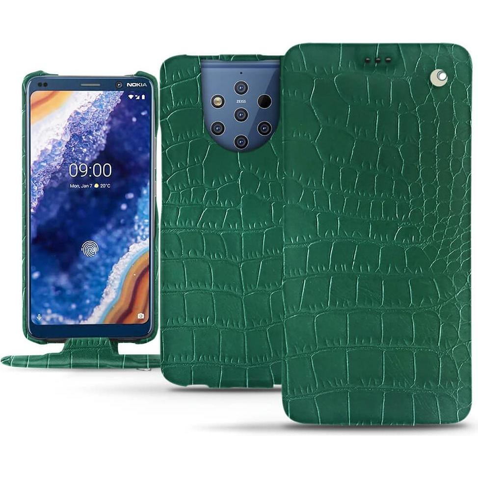 Noreve Lederschutzhülle vertikal (Nokia 9 PureView), Smartphone Hülle, Grün