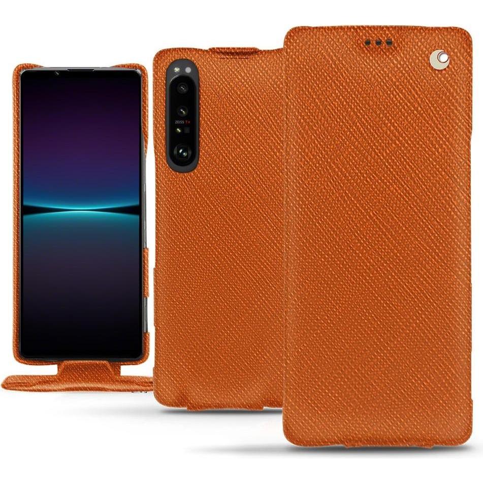 Noreve Lederschutzhülle vertikal (Sony Xperia 1 IV), Smartphone Hülle, Orange