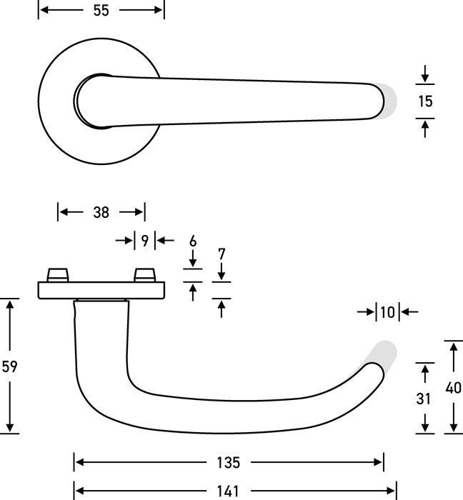 Actual product image FSB Rosette fitting 12 1023 stainless steel F69 round WC-R8 DIN left / right D/D (Door set)