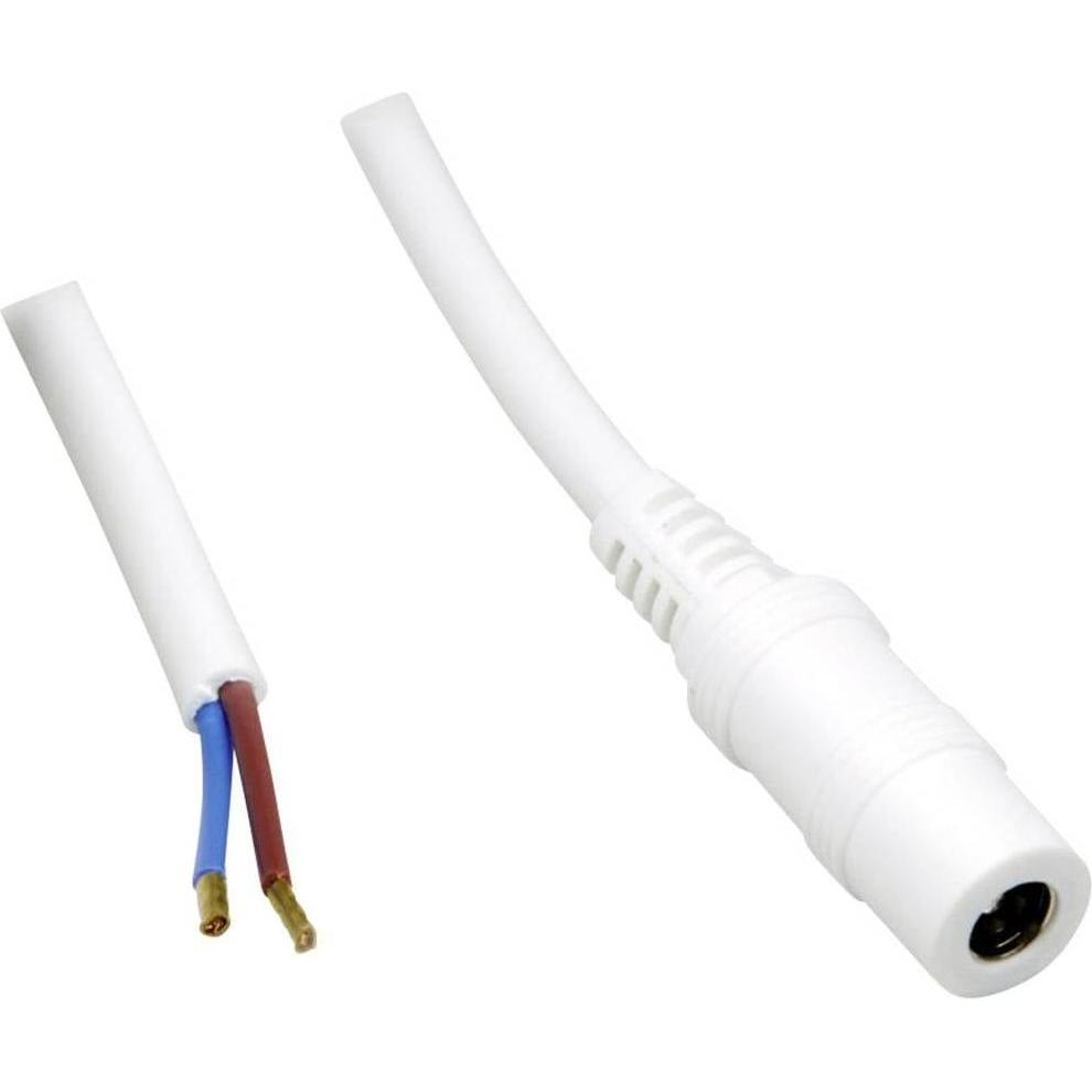 BKL Electronic 075202 Niedervolt-Anschlusskabel Niedervolt-Buchse - offene Kabel, Elektronikkabel + Stecker, Weiss
