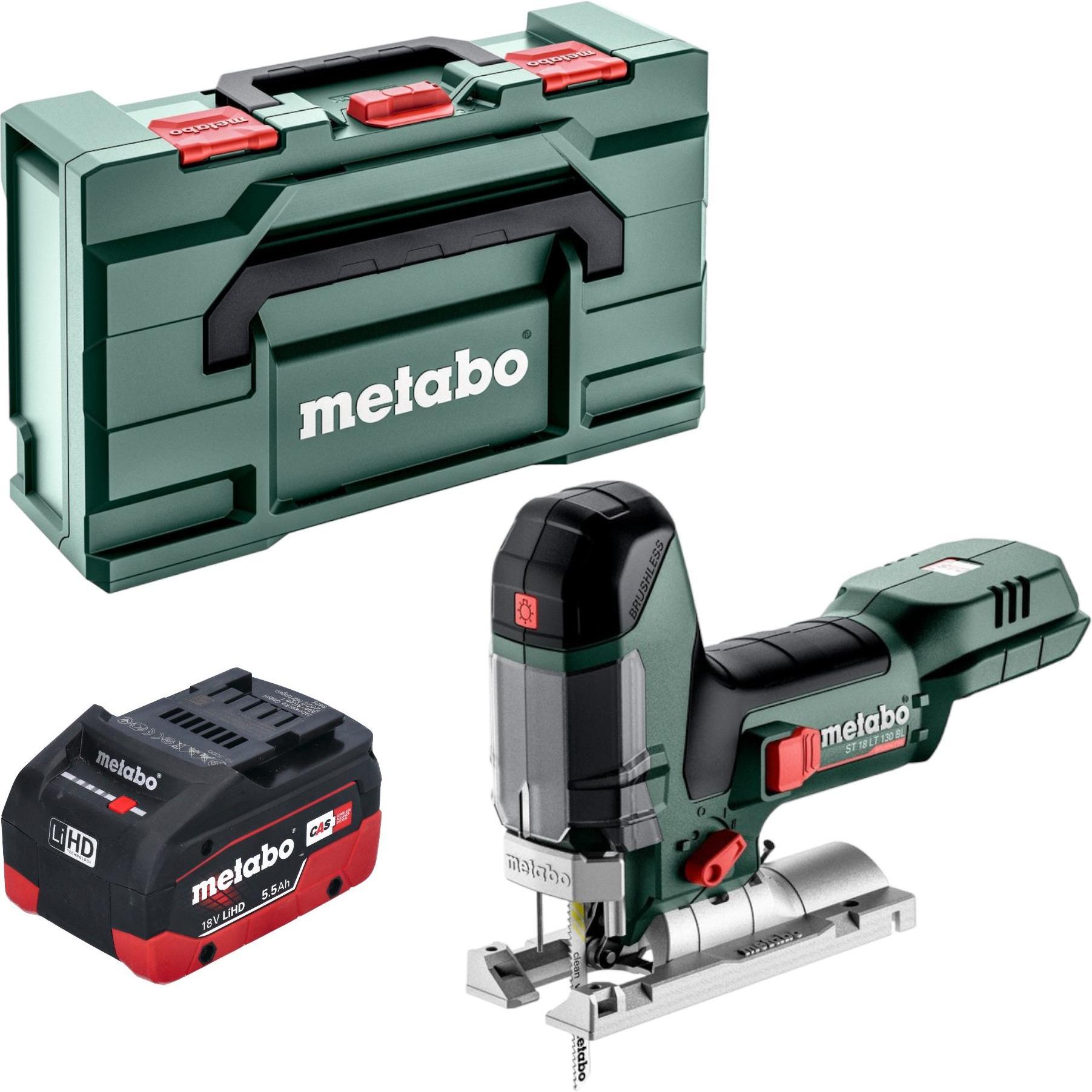 Metabo, Stichsäge, ST 18 LT 130 BL Akku Stichsäge 18 V 130 mm Brushless + 1x LiHD Akku 5,5 Ah + Metabox - ohne