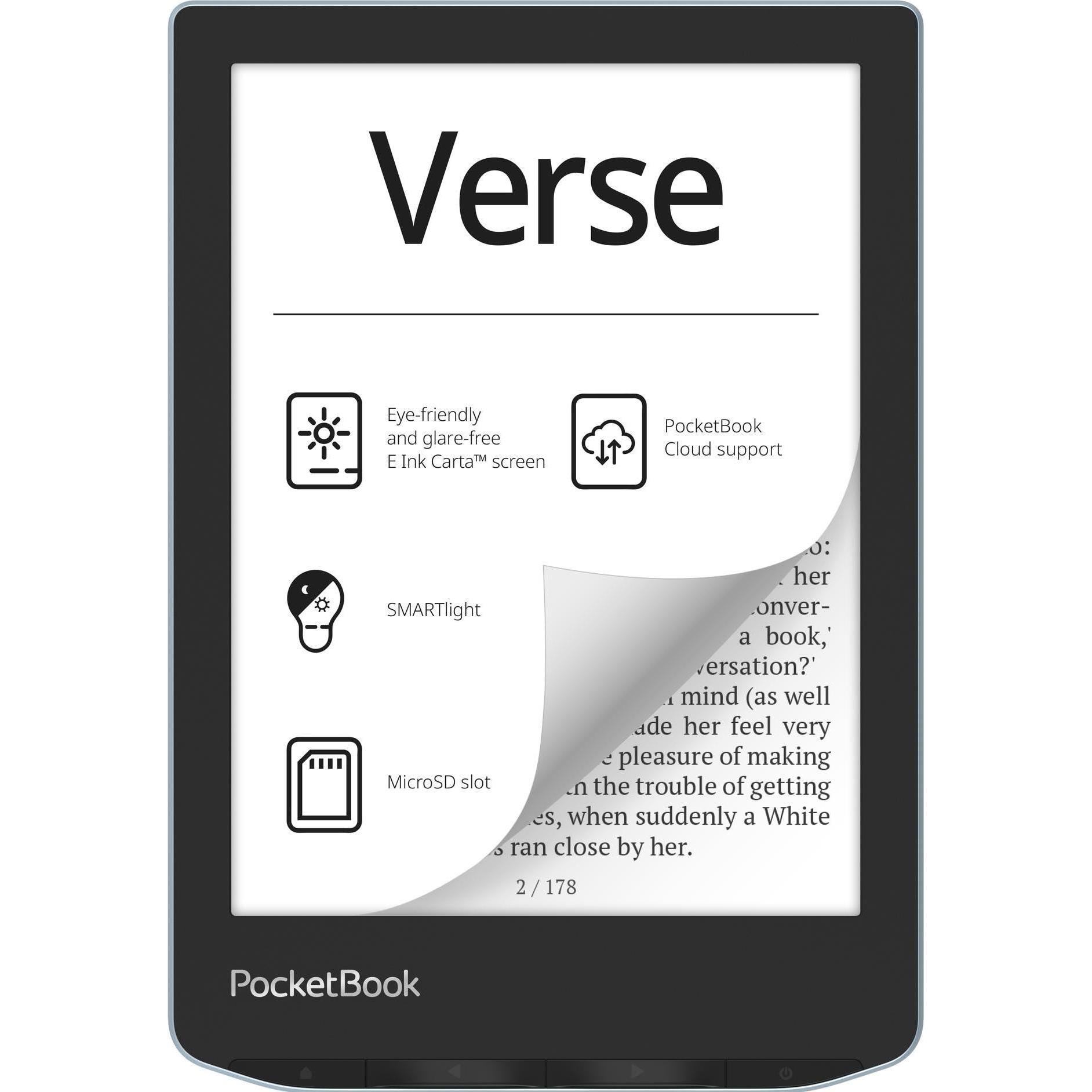 PocketBook Verse (6", 8 GB, Blau, Schwarz), eReader, Blau