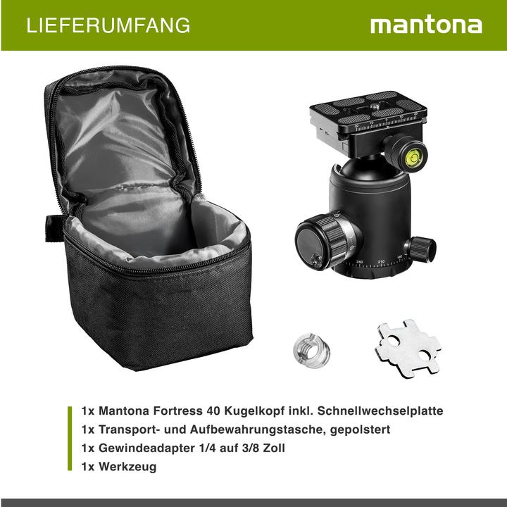 Produktbild mantona Fortress 40 Kugelkopf (S1-4015AF) (Kugelkopf)