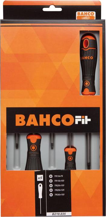 Produktbild Bahco BahcoFIT Satz Schraubendreher für TORX-Schrauben, manipulationssicher, mit Gummigriff - 5-teilig (TX)