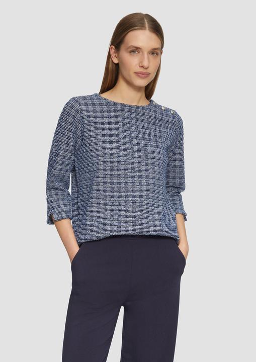Produktbild S.Oliver Sweatshirt Bouclé-Shirt mit Zierknöpfen und 3/4-Ärmeln (40)