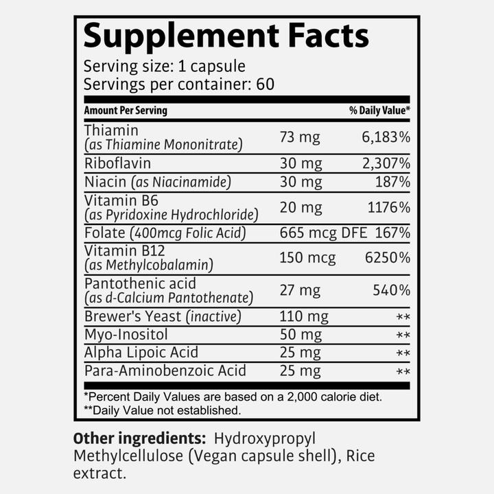 Valori nutrizionali e ingredienti Tasnim B-Complex ESL - Per la tua energia - 60 capsule (60 Pezzo/i, Pillole, 38 g)
