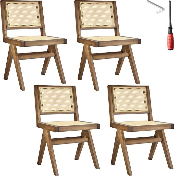 Produktbild tectake Holzstuhl Lissy mit Wiener Geflecht, Belastbarkeit 120 kg